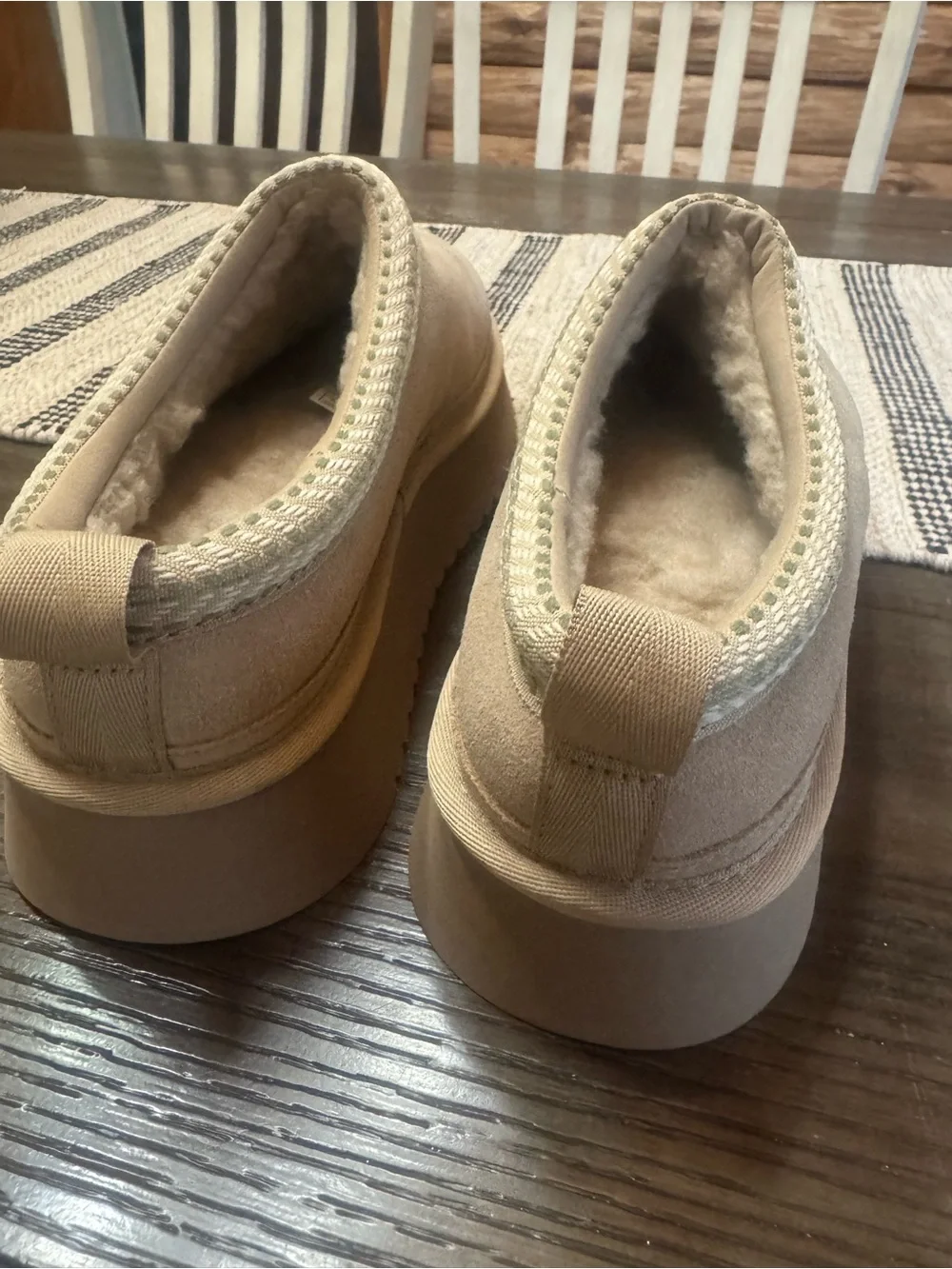 UGG Suede Platform Slip-Ons in Chestnut Tan